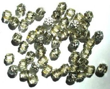 50 6mm Triangle Faceted Jonquil, Silver Tipped with Coated Ends