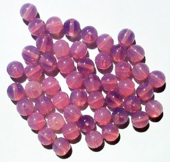25 8mm Round Milky Pink Opal Glass Beads