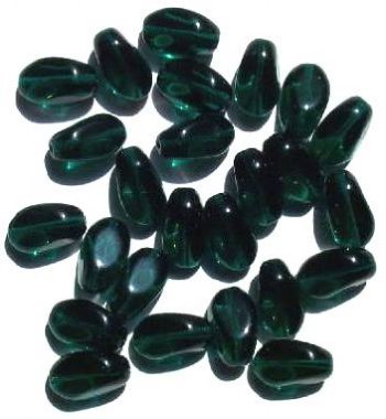 25 18x12mm Four Sided Twisted Ovals - Emerald