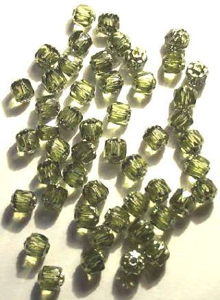 50 6mm Triangle Faceted Olivine, Silver Tipped with Coated Ends
