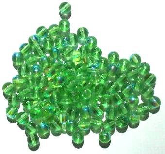 50 6mm Transparent Peridot Green AB Round Glass Beads