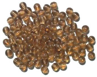 50 6mm Transparent Smoke Topaz Round Glass Beads