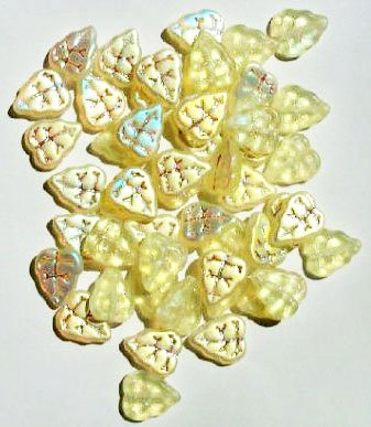 50 10x8mm Transparent Matte Light Topaz AB Leaf Beads