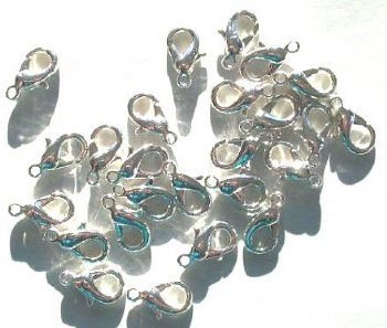 20 15mm Silver Plated Lobster Claw Clasps