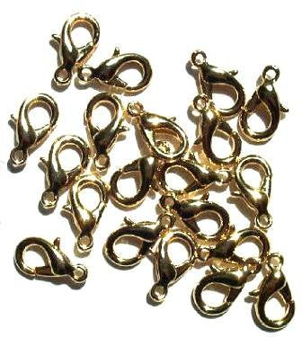 20 15mm Gold Finish Lobster Claw Clasps