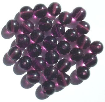 25 10mm Transparent Amethyst Round Glass Beads