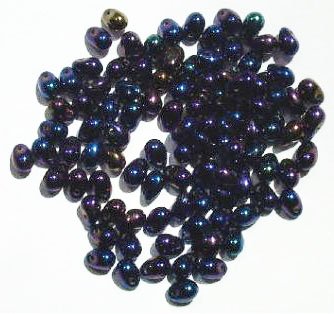 100 4x6mm Metallic Navy AB Drop Beads