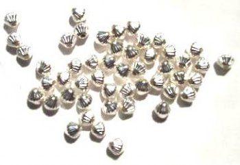 50 5mm Bright Silver Plated Pleated Bicone Beads