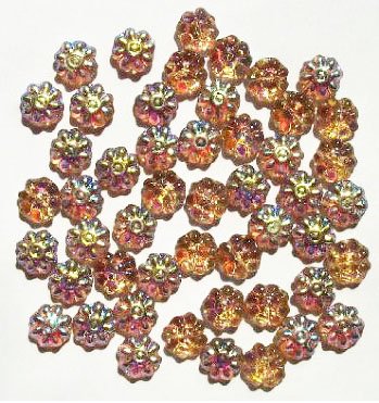 50 9mm Transparent Smoke Topaz AB Daisy Beads