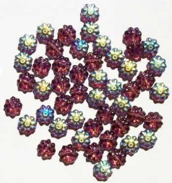 50 9mm Transparent Amethyst AB Daisy Beads