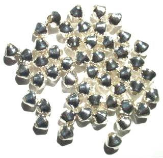 50 6mm Bright Silver Plated Smooth Bicone Beads