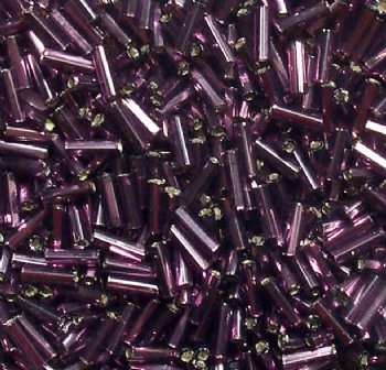 50g #3 Silver Lined Amethyst Bugle Beads