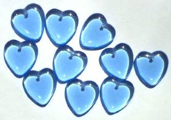 10 7x24mm Transparent Light Sapphire Glass Heart Pendant Beads