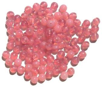 50 6mm Milky Opal Pink Round Glass Beads