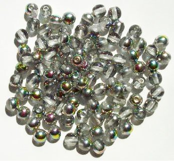 50 6mm Round Rainbow Vitrail Glass Beads