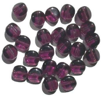 25 12mm Four-Sided Flat Round Amethyst Glass Beads