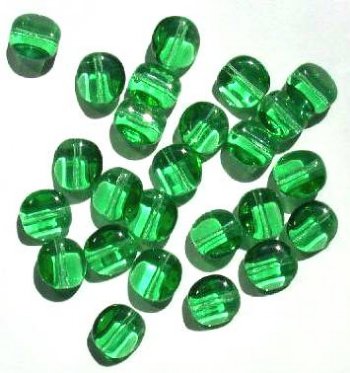 25 12mm Four-Sided Flat Round Light Green Glass Beads