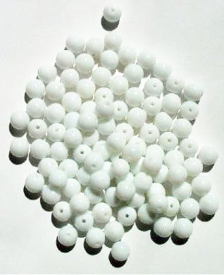 50 6mm Round Opaque White Glass Beads