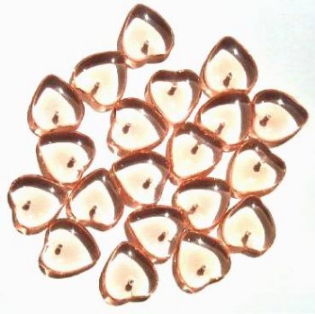 20 16x6mm Transparent Rose Pink Glass Heart Pendant Beads