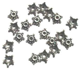 20 3x7mm Antique Silver Star Bead Caps