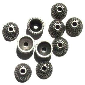 10 3x8mm Antique Silver Dot Bead Caps