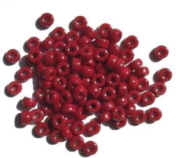 100 4x6mm Crow Beads Opaque Brick Red