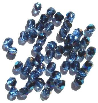 50 6mm Faceted Sapphire Azuro Firepolish Beads