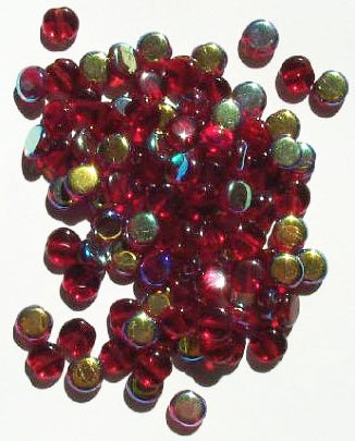100 6x3mm Transparent Garnet AB Disk Beads