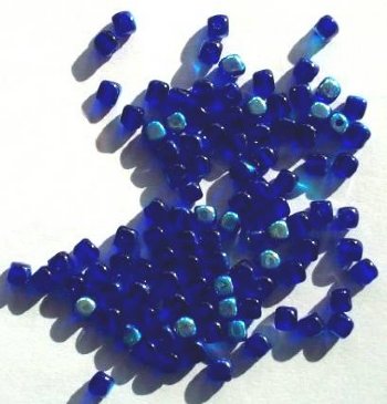 100 4mm Transparent Cobalt AB Cube Beads