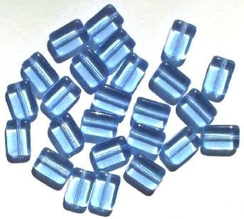 25 12x8x4mm Light Sapphire Brick Glass Beads