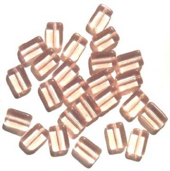 25 12x8x4mm Rose Pink Brick Glass Beads