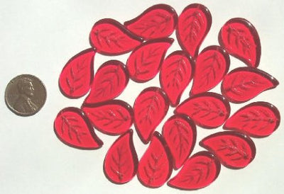 20 26x16mm Red Leaf Beads