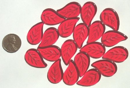 20 26x16mm Red Leaf Beads