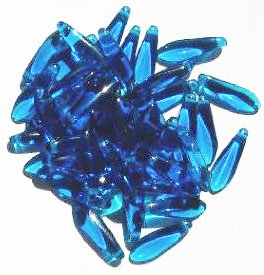 50 5x16mm Transparent Dark Aqua Dagger Beads