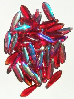 50 5x16mm Transparent Red AB Dagger Beads