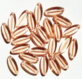 25 20x8mm Transparent Rosaline Long Flat Oval Beads