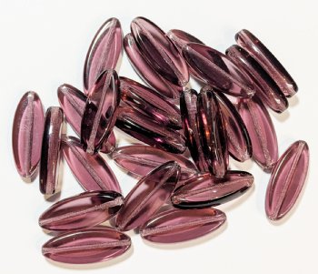 25 20x8mm Transparent Amethyst Long Flat Oval Beads