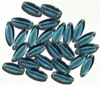 25 20x8mm Transparent Montana Blue Long Flat Oval Beads