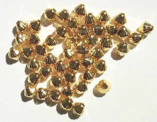 50 6mm Gold Plated Corrugated Metal Bicone Beads