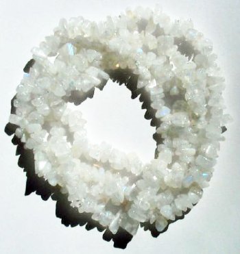 36 inch strand of Rainbow Moonstone Chips