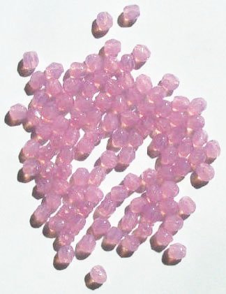 100, 4mm Faceted Milky Pink Opal Firepolish Beads