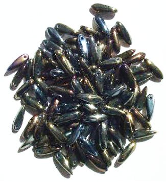 100 3x11mm Metallic Brown AB Dagger Beads