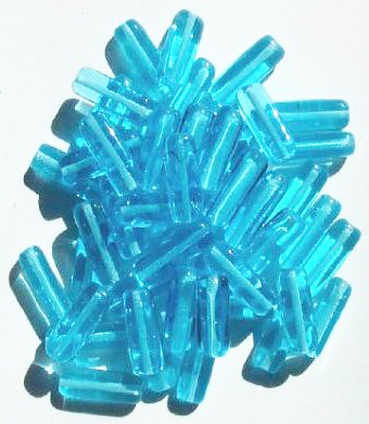 50 5x15mm Transparent Aqua Glass Rectangle Beads