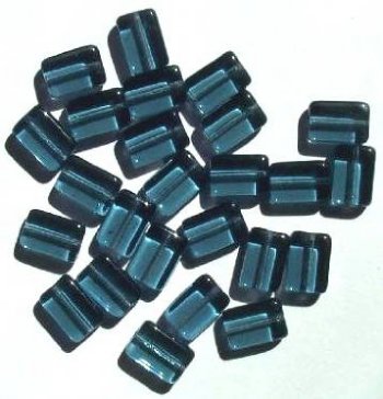 25 12x8x4mm Montana Blue Brick Glass Beads
