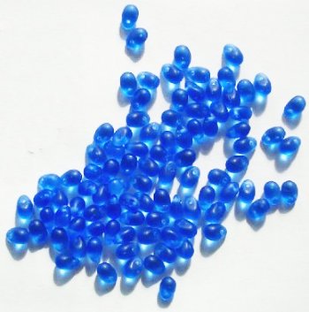100 4x6mm Transparent Matte Sapphire Drop Beads