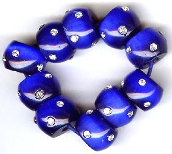 1 8x12mm Sapphire Cat Eye Fireball Rondelle Bead