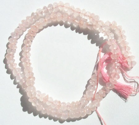 16 inch strand of 3x5mm Smooth Rondelle Rose Quartz