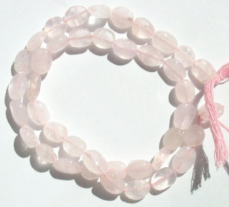 16 inch strand of 10x7mm Flat Oval Rose Quartz