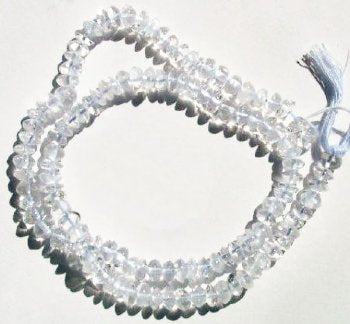 16 inch strand of 3x5mm Smooth Rondelle Quartz Crystal
