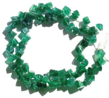 16 inch strand of 6mm Diagonally Drilled Cube Green Aventurine